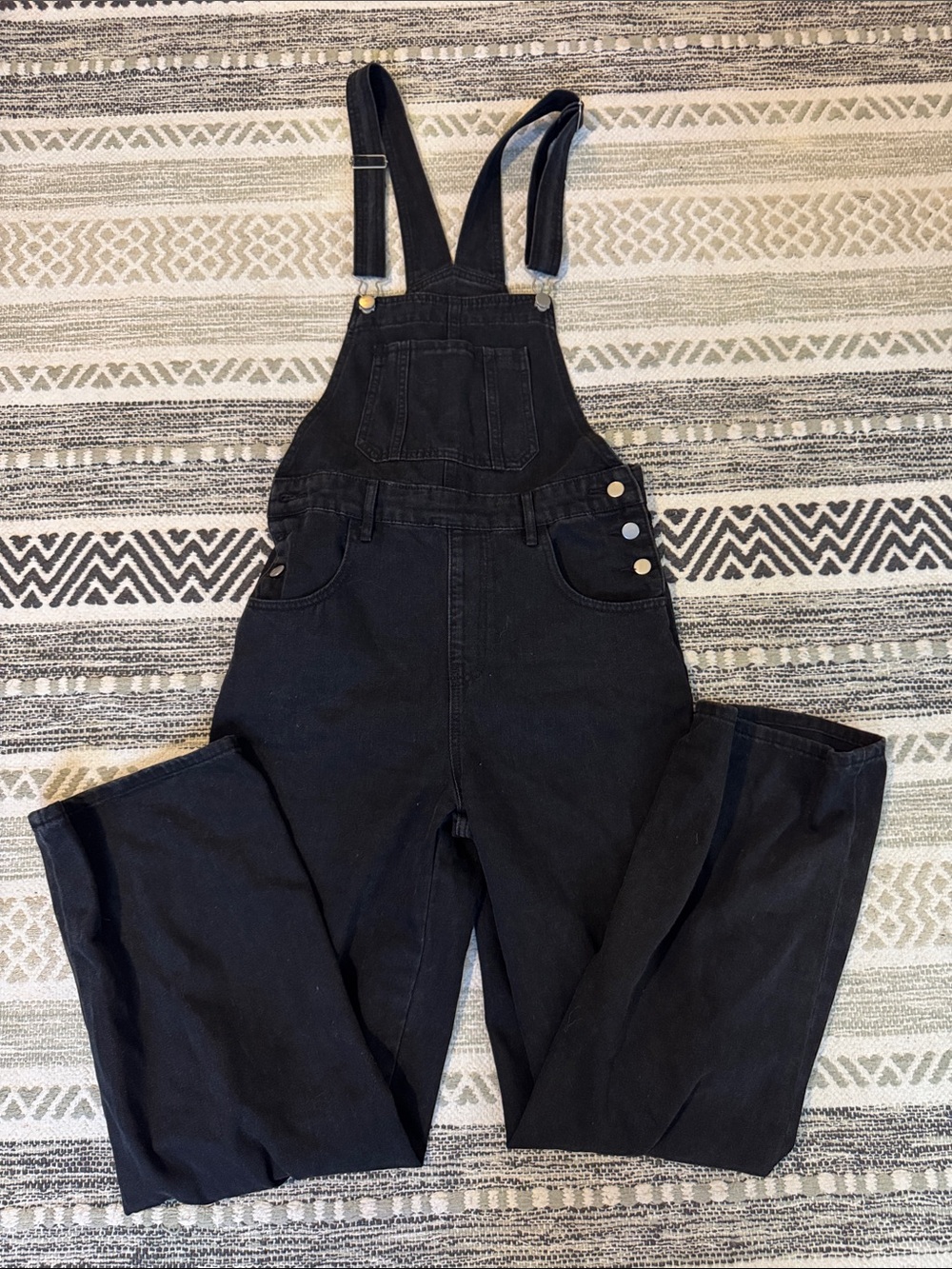 Black Women's Denim Overalls - Classic Bib Jumpsuit - Picture 2 of 4